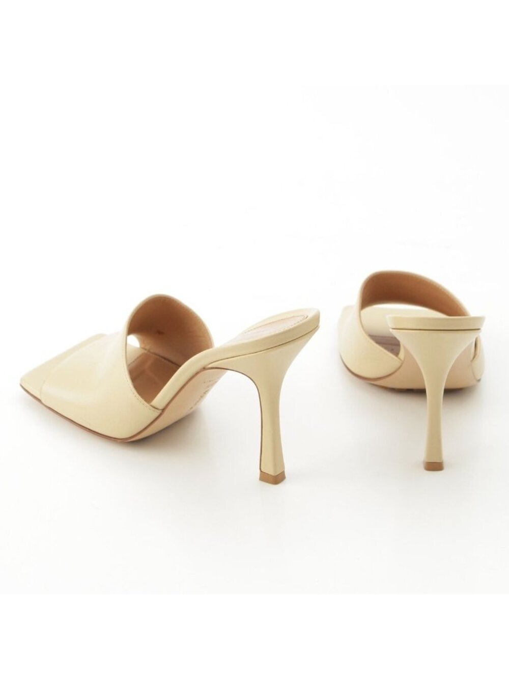 Bottega Veneta Leather Square Toe Sandals Beige - Picture 4 of 10